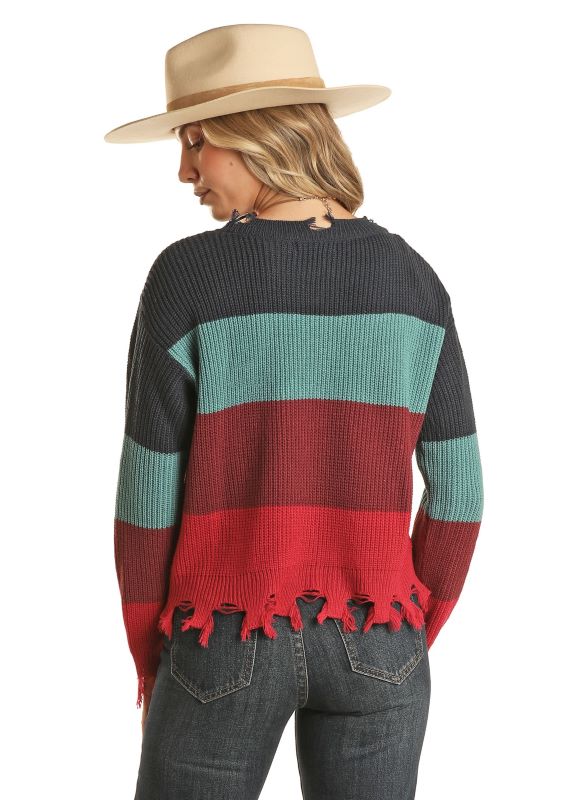 Rock And Roll Ladies Colorblock Sweater