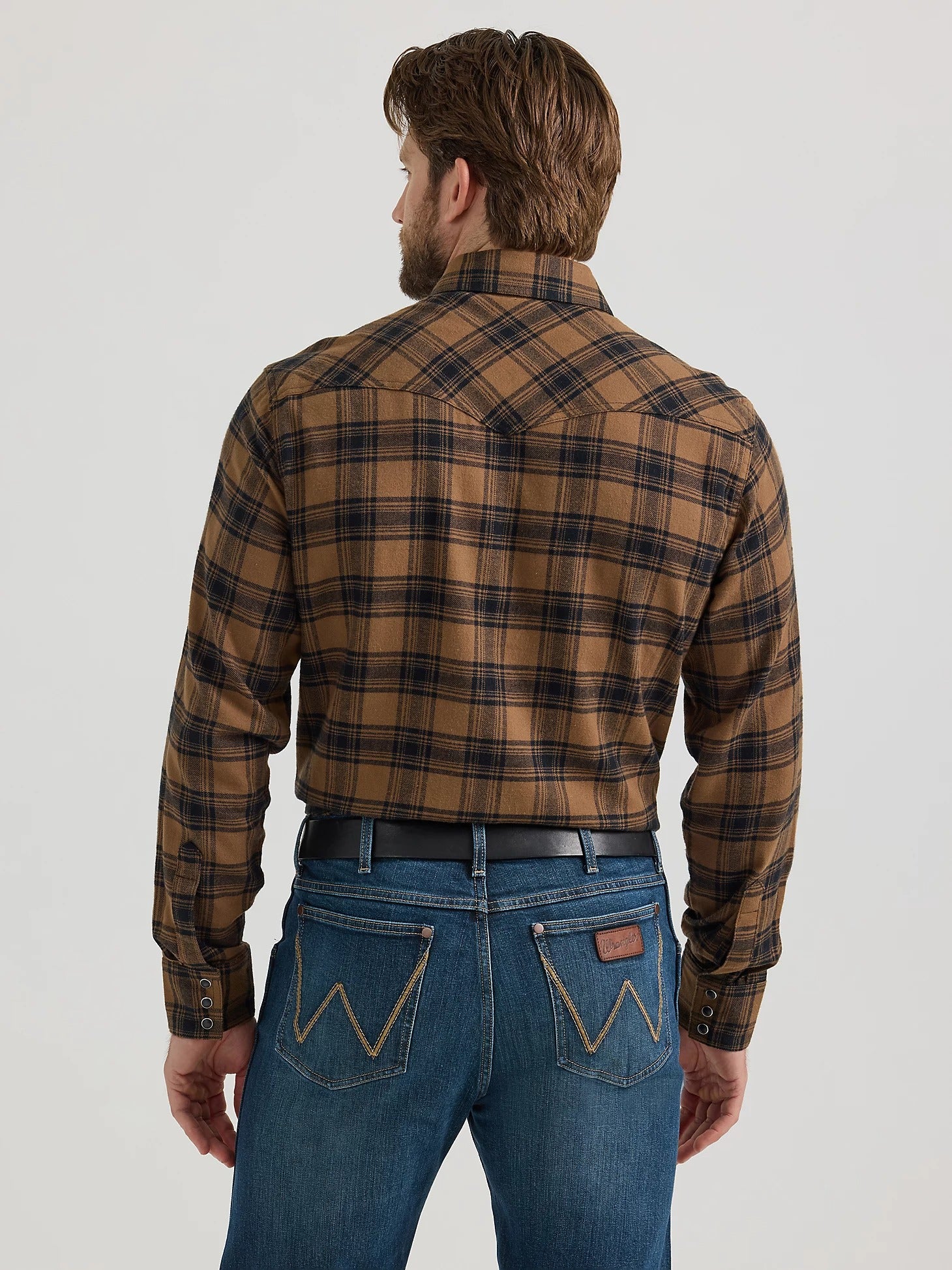 Wrangler Men's Retro Long Sleeve Flannel Western Snap Plaid Shirt