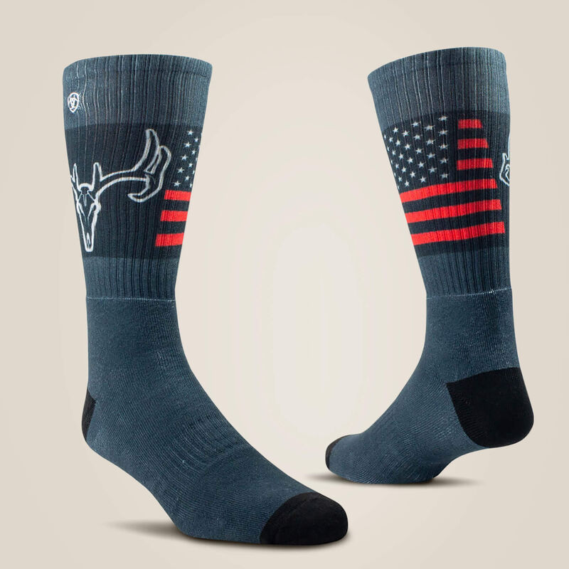 Ariat Men's Patriot Country Graphic Crew Sock 2 Pair Multi Color Pack