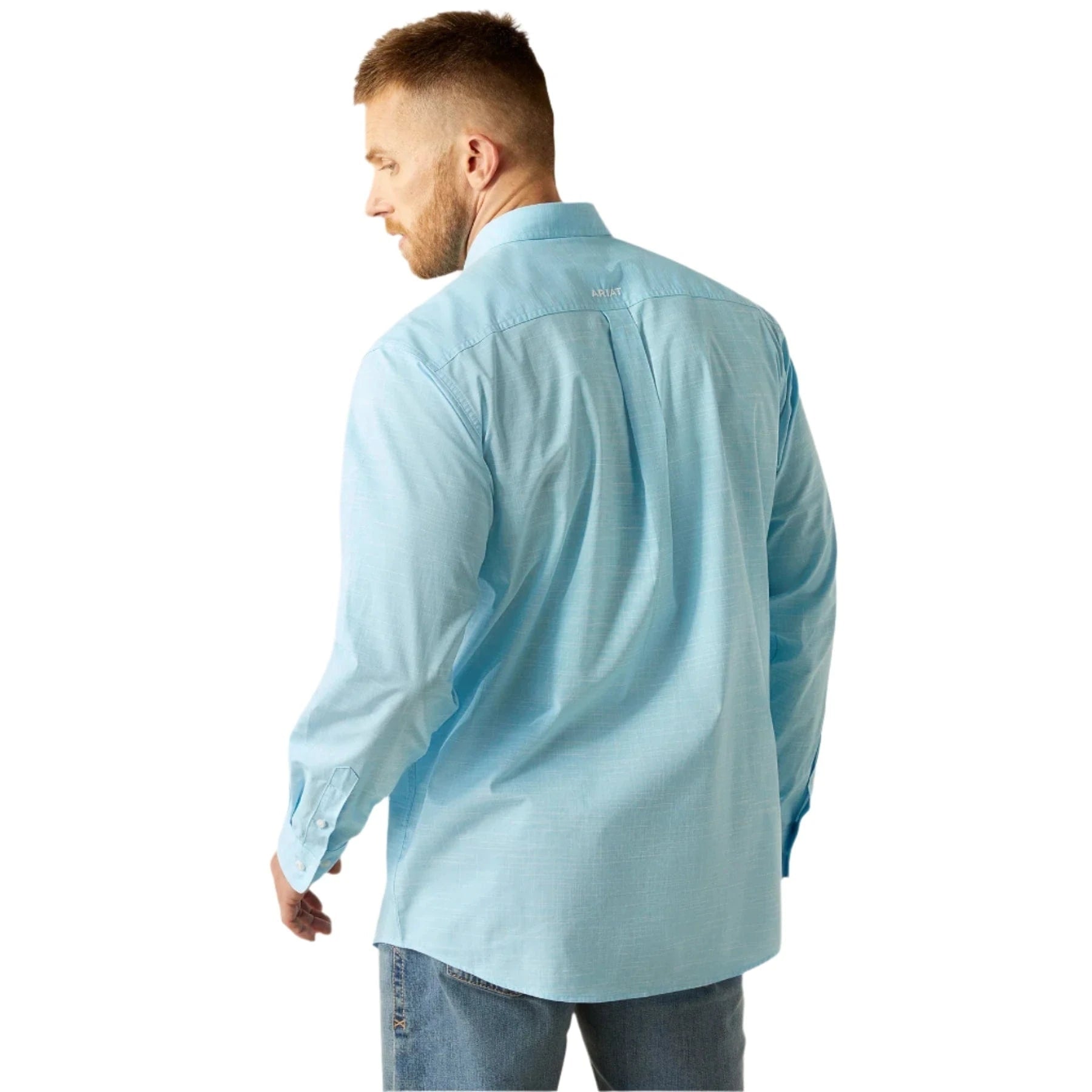 Ariat Men's Light Blue Solid Slub Button Down Western Shirt