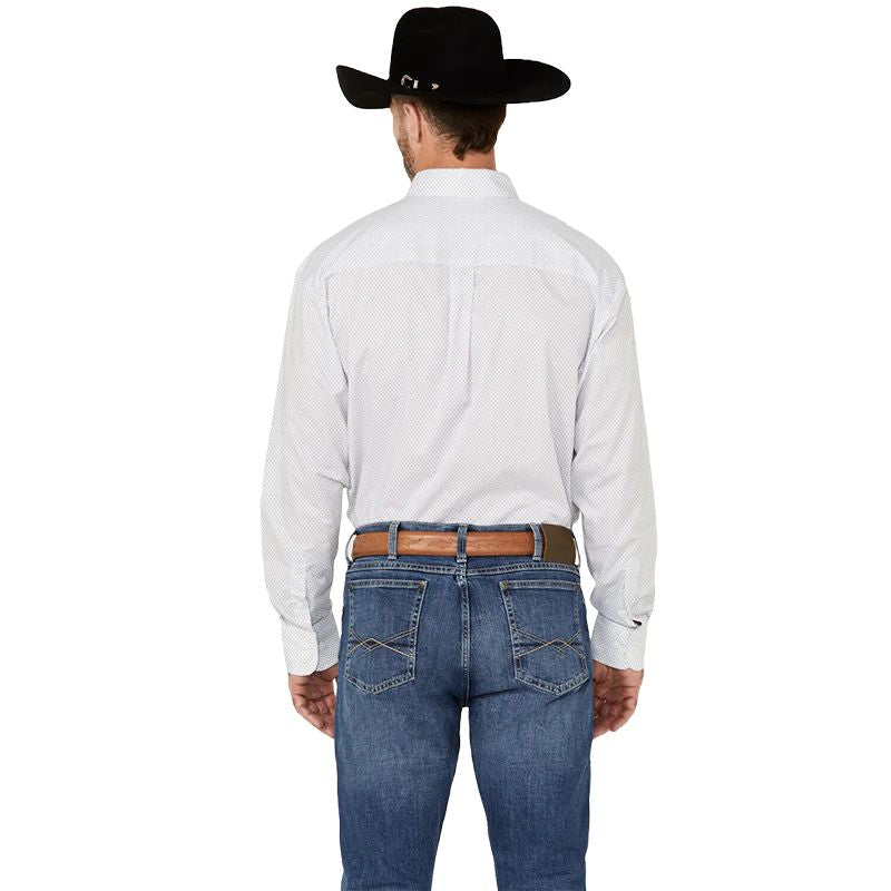 Wrangler Men's Classic White Geo Print Button Down Shirt