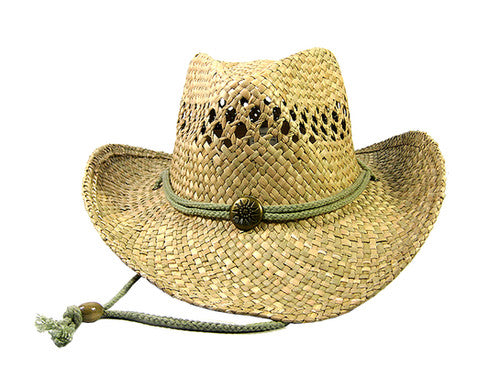 Button & Chin String Straw Hat
