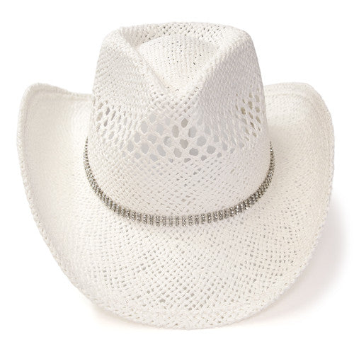 Western Express Straw Hat With Rhinestone Hat Band