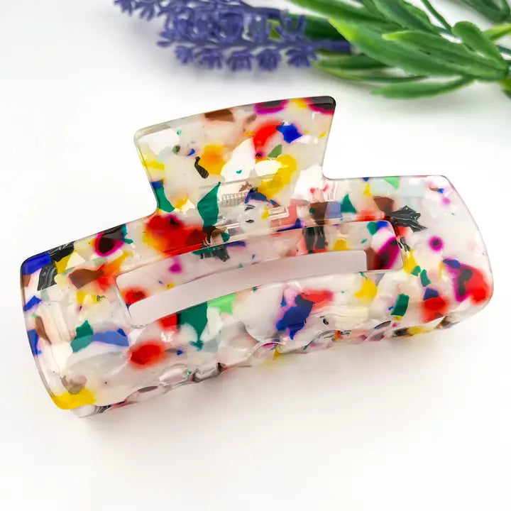 Hollow Floral Square Hair Claw Clip Geometric Minimal