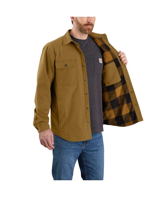 Carhartt Men's Rugged Flex Relaxed Fit Canvas Fleece-Lined Shirt Jacket