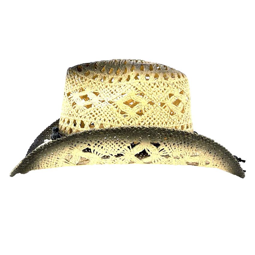 August Caps Women's Lightly Toasted Bead String Straw Hat