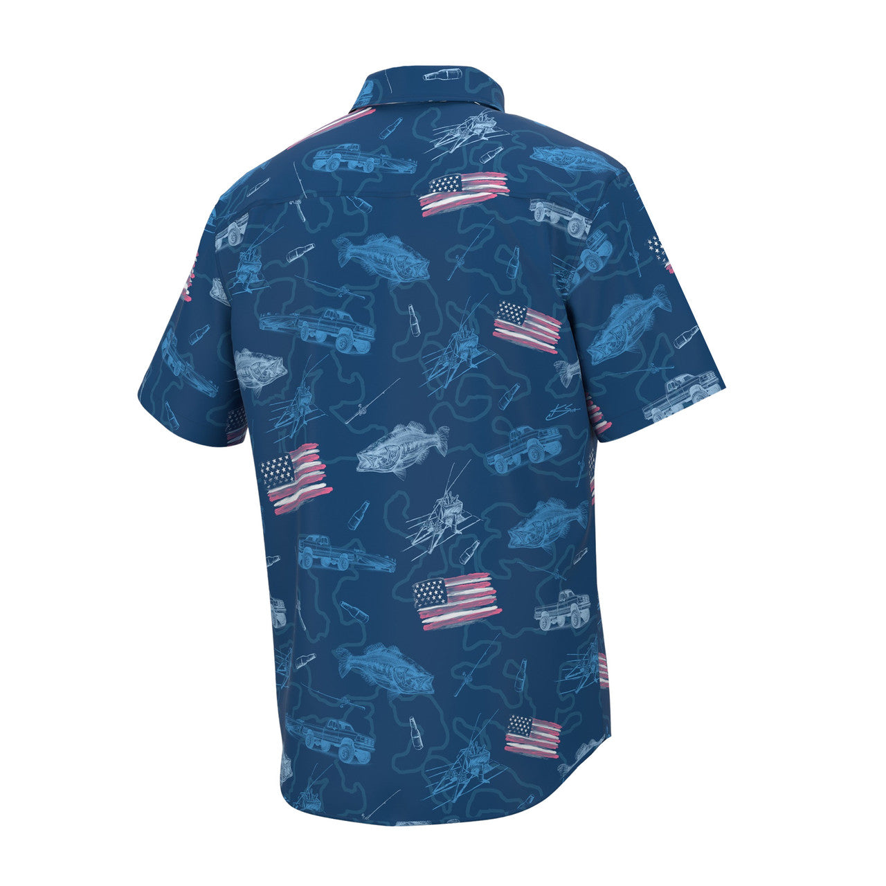Huk Men's Kona Fish and Flags Short-Sleeve Button-Down Shirt