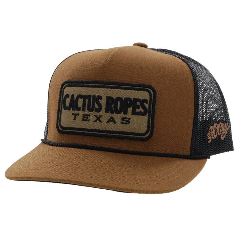 Men's Hooey Cactus Ropes Tan/Black 5-Panel Trucker