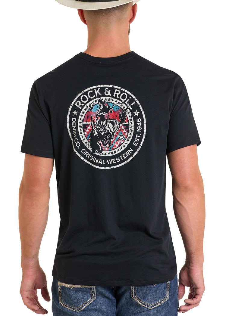 Rock & Roll Men's Bronco Rider Graphic Tee