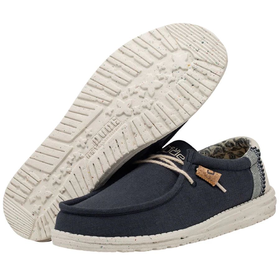 Hey Dude Men's Shoe Wally Linen Natrual Navy