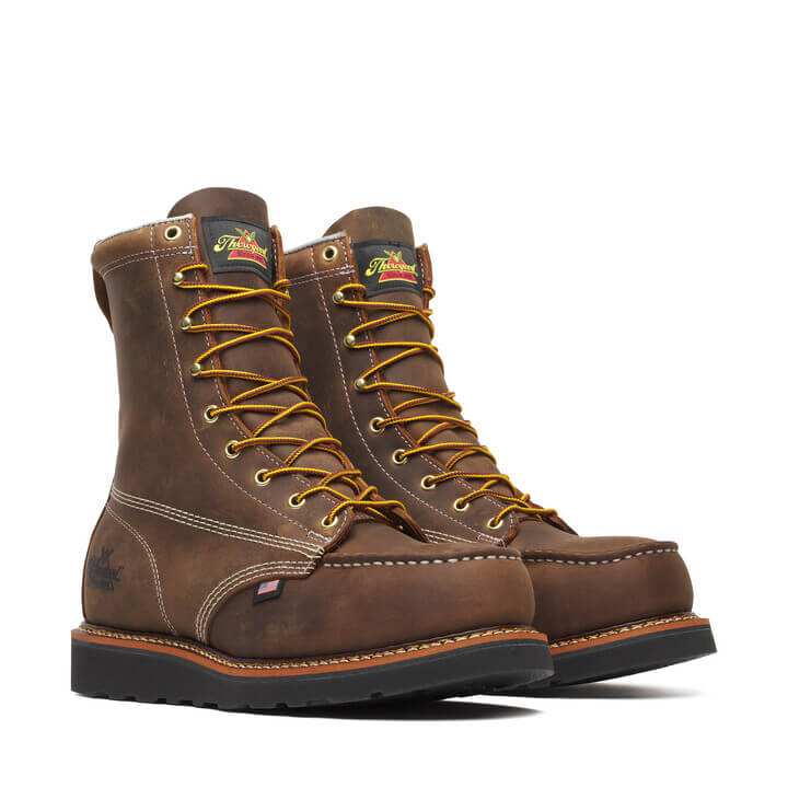 Thorogood Men's American Heritage 8" Trail Crazy Horse Black Heel Safety Toe