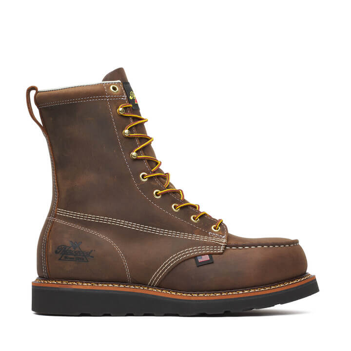 Thorogood Men's American Heritage 8" Trail Crazy Horse Black Heel Safety Toe