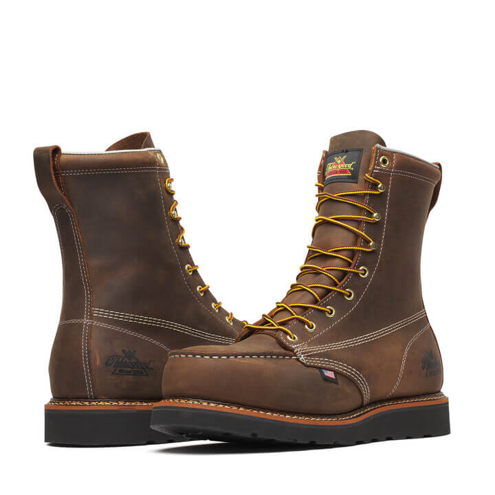 Thorogood Men's American Heritage 8" Trail Crazy Horse Black Heel Safety Toe