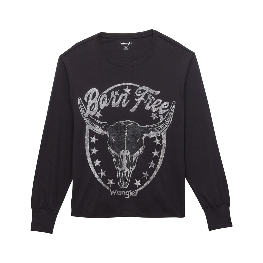 Wrangler Women's Born Free Skull Long-Sleeve Tee