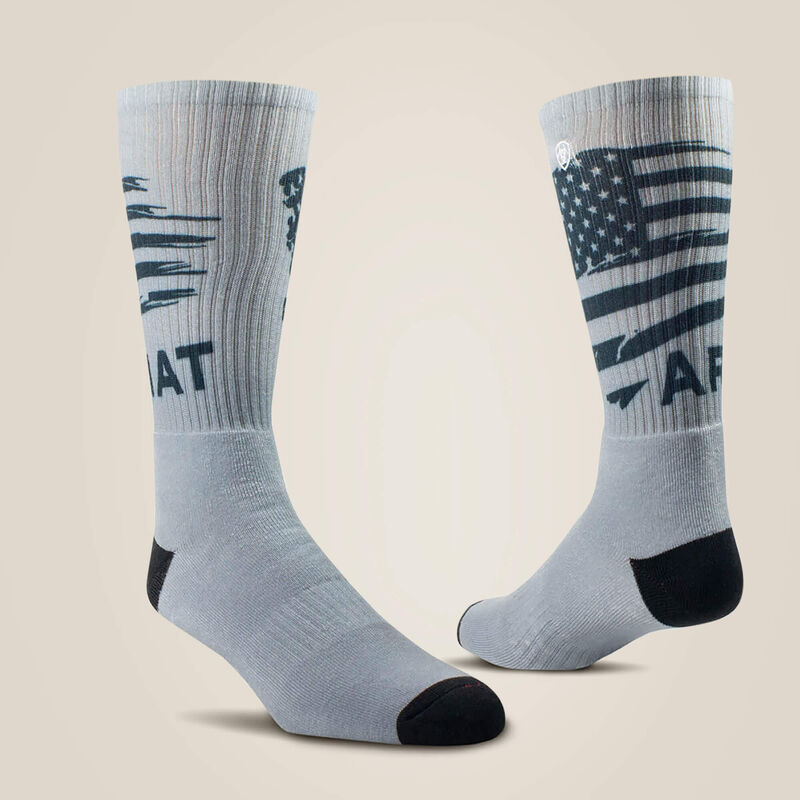 Ariat Men's Patriot Graphic Crew Work Sock 2 Pair Multi Color Pack