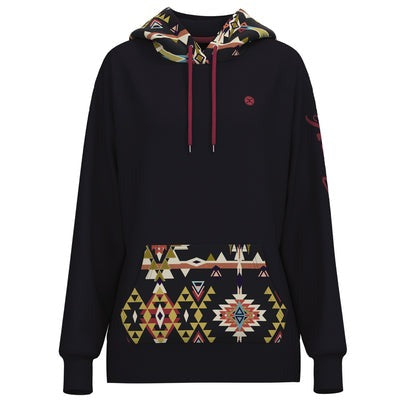 Hooey Women's Summit Navy and Multi-Aztec Hoodie