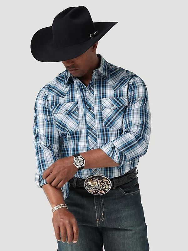 Wrangler Men's Fashion Snap Long Sleeve Shirt