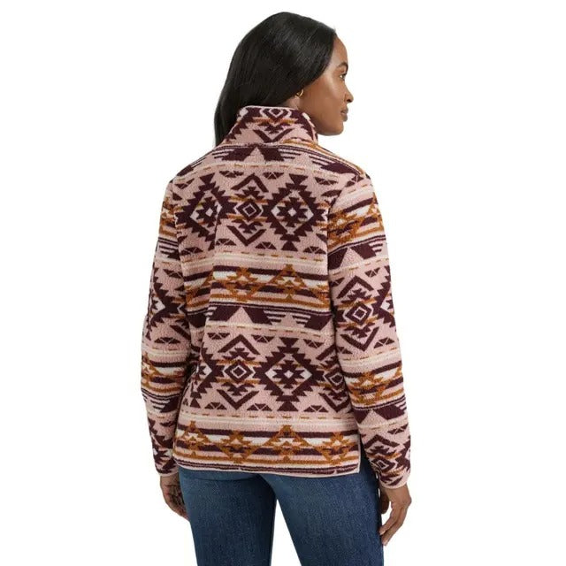 Wrangler Women's Long Sleeve Punchy Quarter Zip Sherpa Pullover