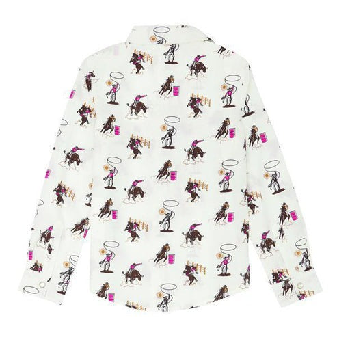 Wrangler Youth Rodeo Cowboy Print Long Sleeve Snap Shirt