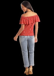 Panhandle Women's Slim Off The Shoulder Flounce Top
