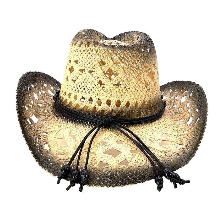 August Caps Women's Lightly Toasted Bead String Straw Hat