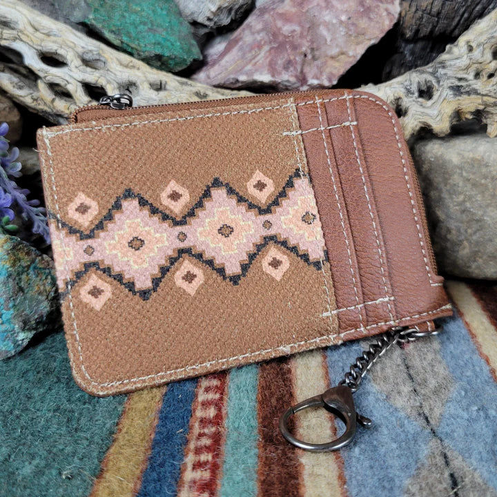 Wrangler Southwestern Art Print Mini Zip Card Case Tan