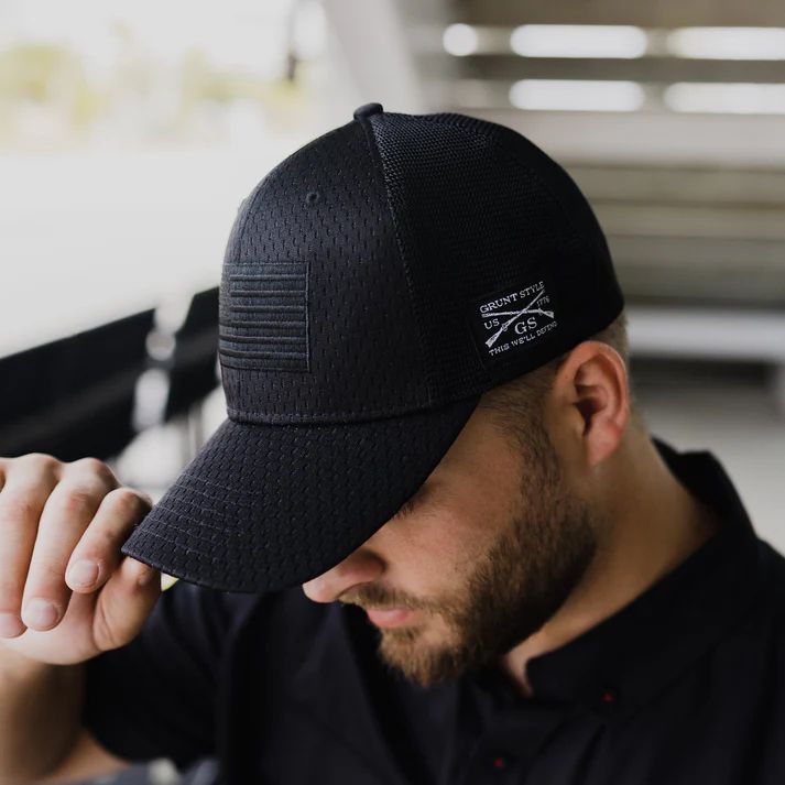 Grunt Men's Blackout Flag Stretch Fit Hat