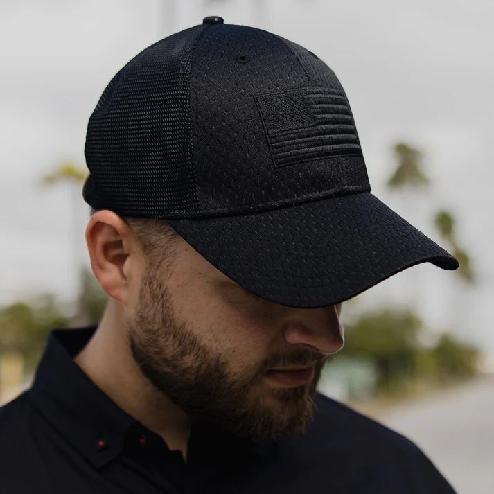 Grunt Men's Blackout Flag Stretch Fit Hat