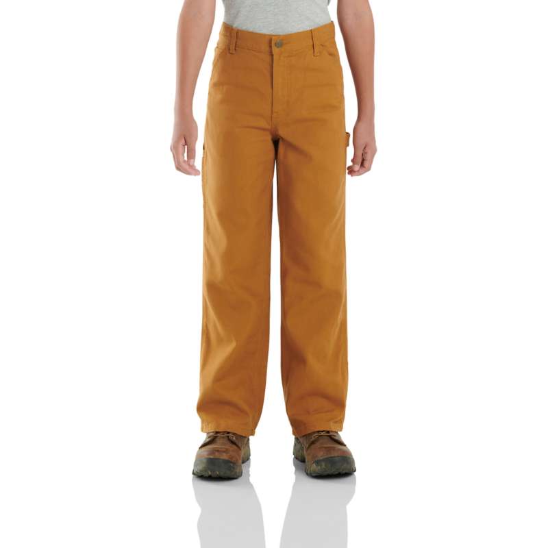 Carhartt Boys Loose Fit Canvas Flannel-Lined Utility Boot-Cut Work Pant - BROWN 210