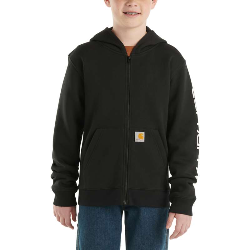 Carhartt Children's Long Sleeve Full Zip Logo Sweatshirt - BLACK 001