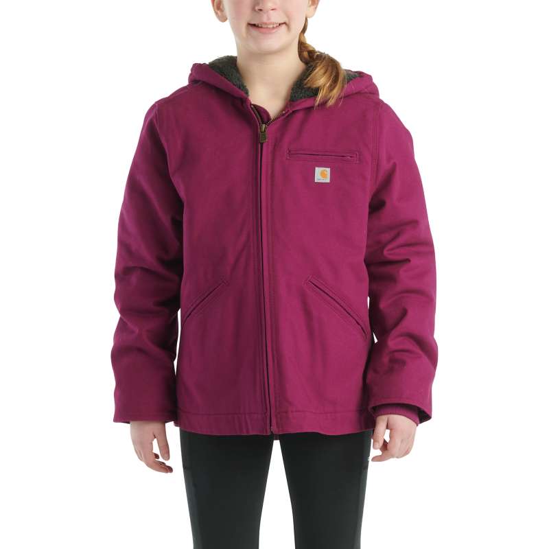 Carhartt Girls Canvas Insulated Hooded Jacket - PLUM CASPIA 560