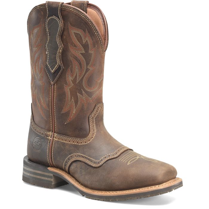 Double H Men's 11" Dark Brown Wide Roper Toe Western Boot