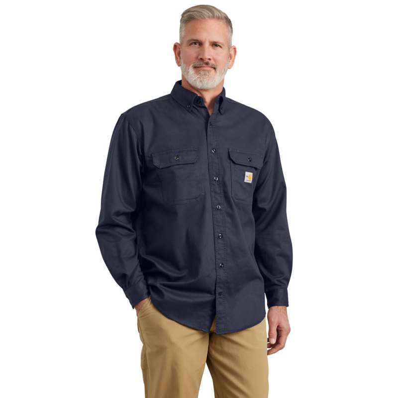 Carhartt Men's FR Long Sleeve Twill Pocket Shirt - DARK NAVY DNY