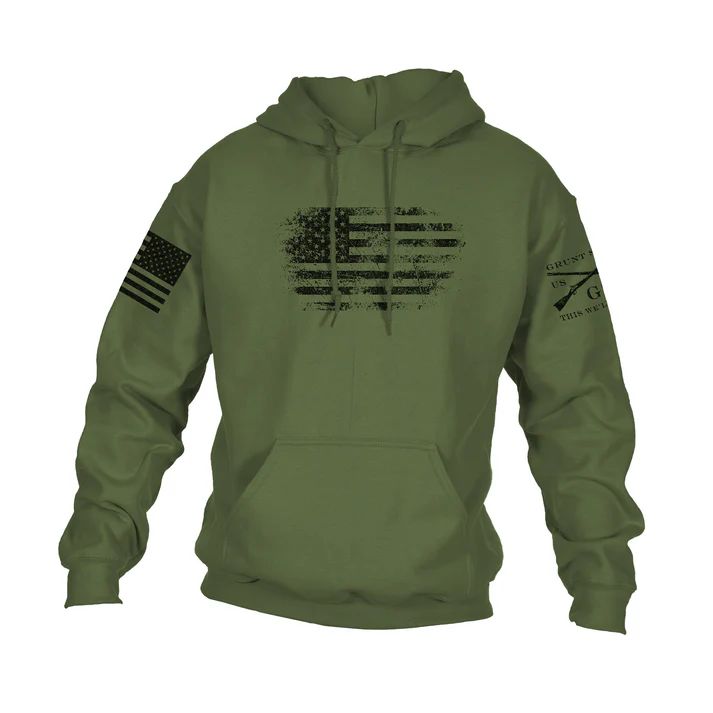 Grunt Men's Vintage American Flag Hoodie