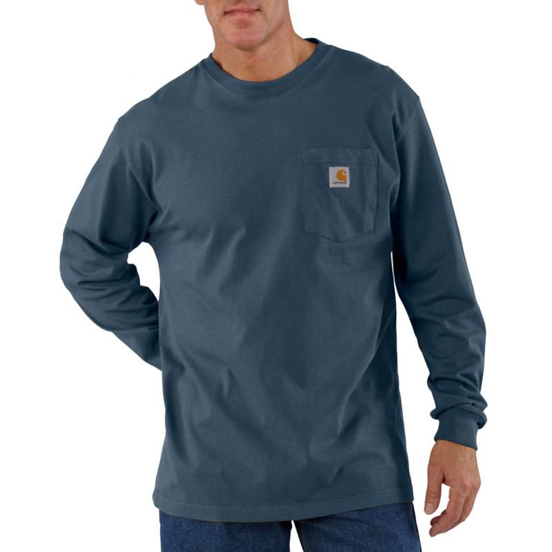 Carhartt Men's Workwear Long Sleeve Pocket T-Shirt - BLUESTONE BLS