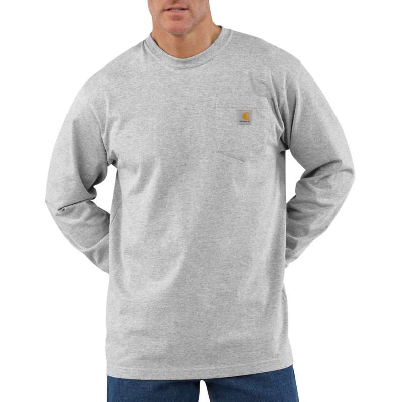 Carhartt Men's Workwear Long Sleeve Pocket T-Shirt - GRAY HGY