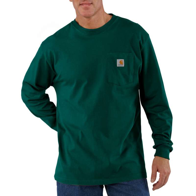 Carhartt Men's Workwear Long Sleeve Pocket T-Shirt - GREEN HTG