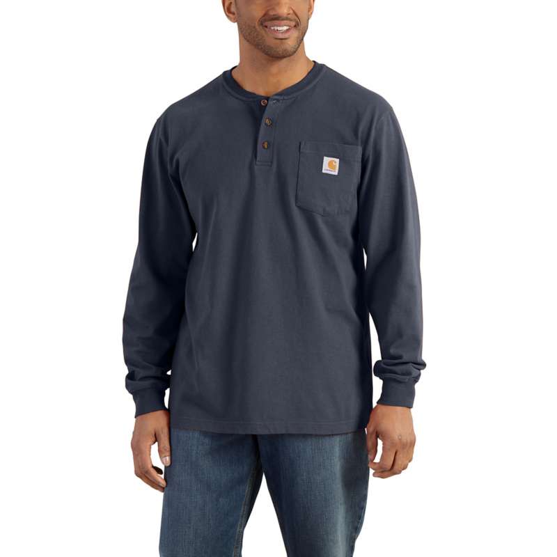 Carhartt Men's Workwear Long Sleeve Henley T-Shirt - BLUESTONE BLS