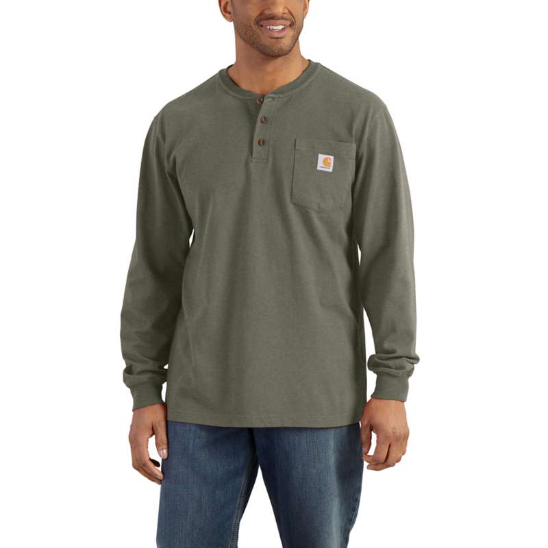 Carhartt Men's Workwear Long Sleeve Henley T-Shirt - WINTER MOSS G39