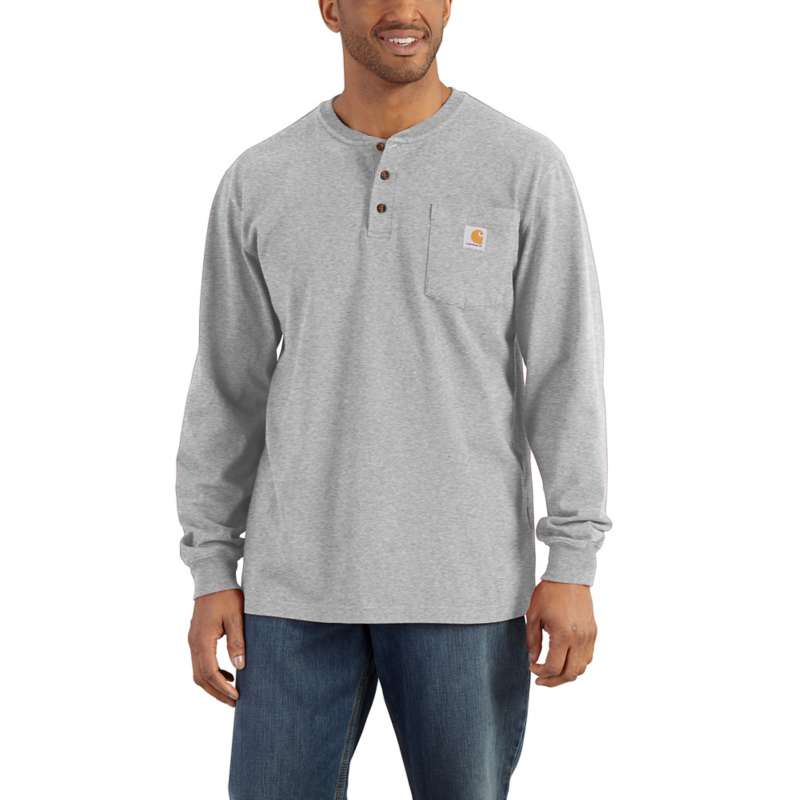 Carhartt Men's Workwear Long Sleeve Henley T-Shirt - GRAY HGY