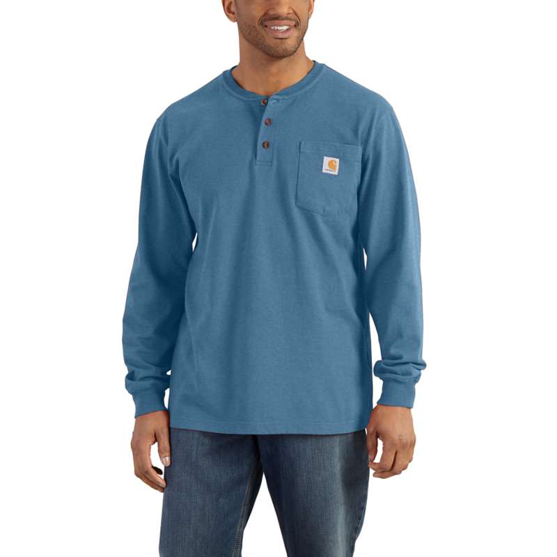 Carhartt Men's Workwear Long Sleeve Henley T-Shirt - OCEAN BLUE I37