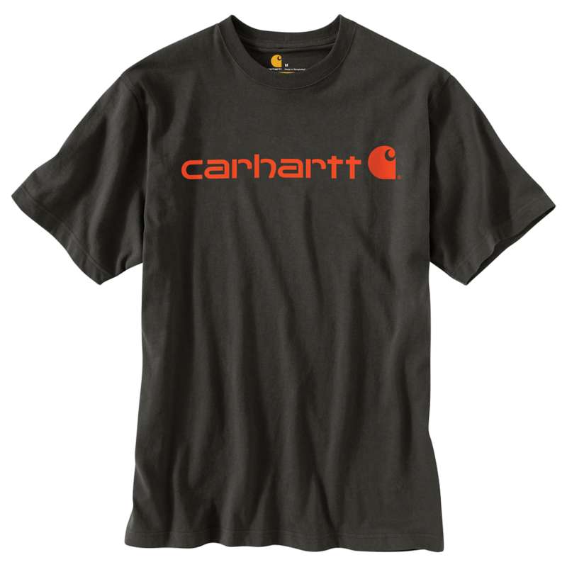 Carhartt Men's Signature Logo Short-Sleeve T-Shirt - PEAT/ORANGE G21