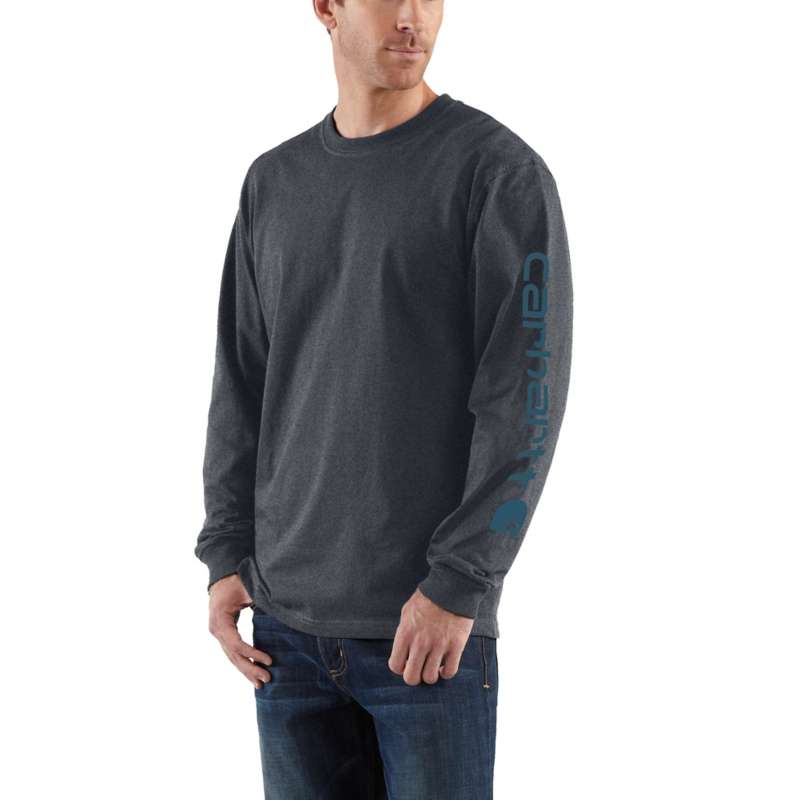 Carhartt Men's Workwear Long-Sleeve Graphic Logo T-Shirt - GRANITE 020