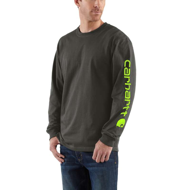 Carhartt Men's Workwear Long-Sleeve Graphic Logo T-Shirt - PEAT 306