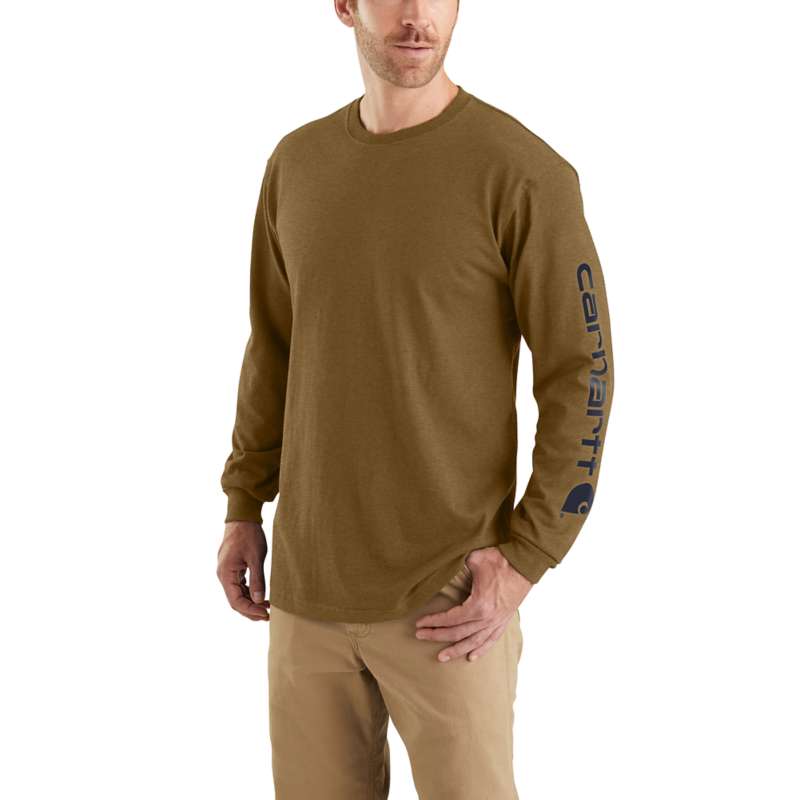 Carhartt Men's Workwear Long-Sleeve Graphic Logo T-Shirt - WALNUT B00