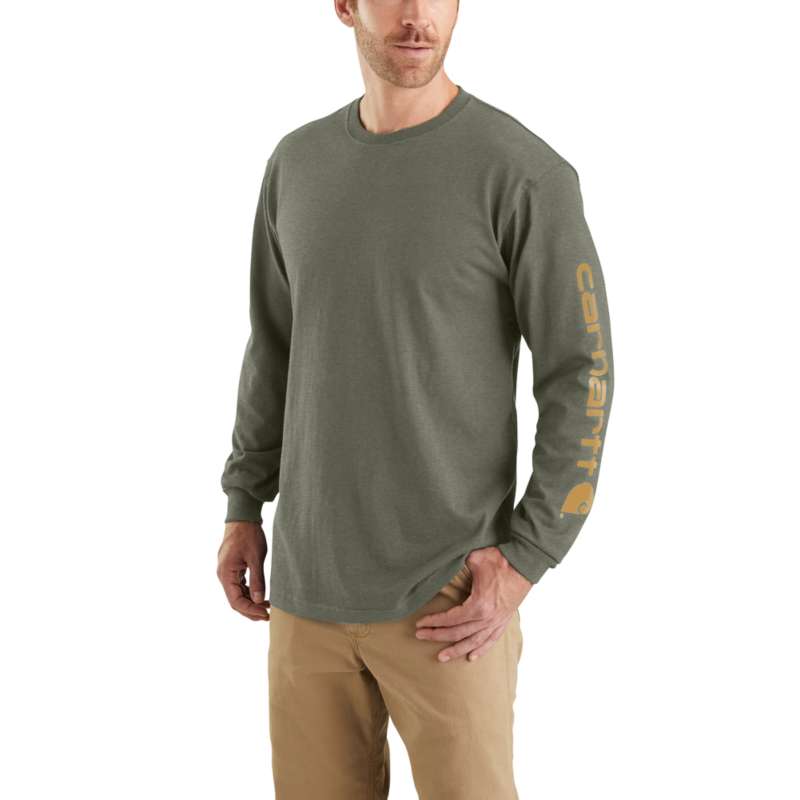 Carhartt Men's Workwear Long-Sleeve Graphic Logo T-Shirt - WINTER MOSS G39