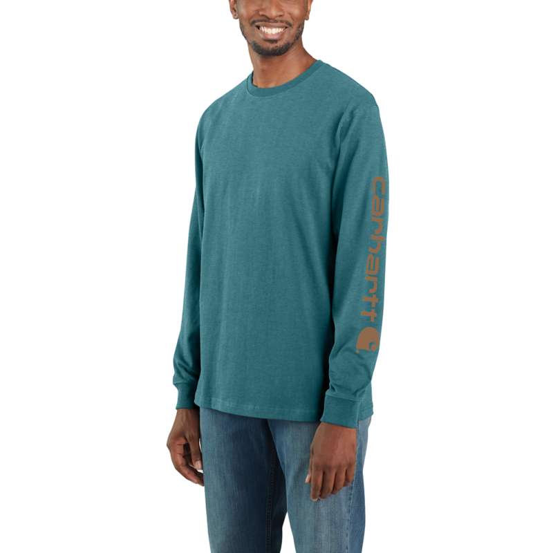 Carhartt Men's Workwear Long-Sleeve Graphic Logo T-Shirt - BLUE SPRUCE H24