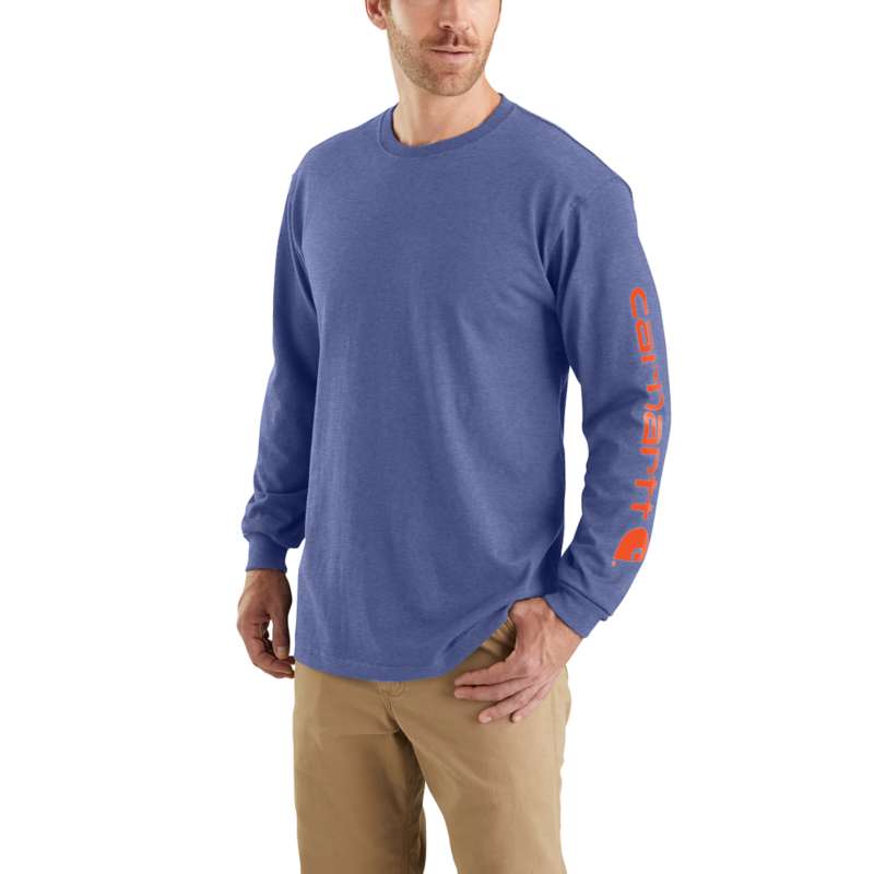 Carhartt Men's Workwear Long-Sleeve Graphic Logo T-Shirt - DUSK BLUE I35