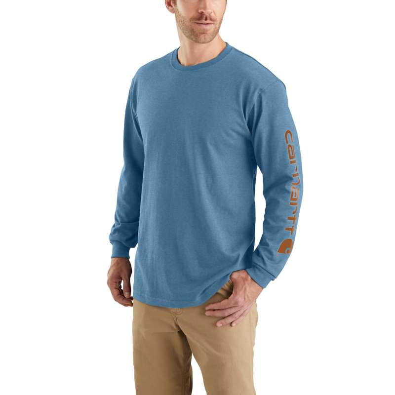Carhartt Men's Workwear Long-Sleeve Graphic Logo T-Shirt - OCEAN BLUE I37
