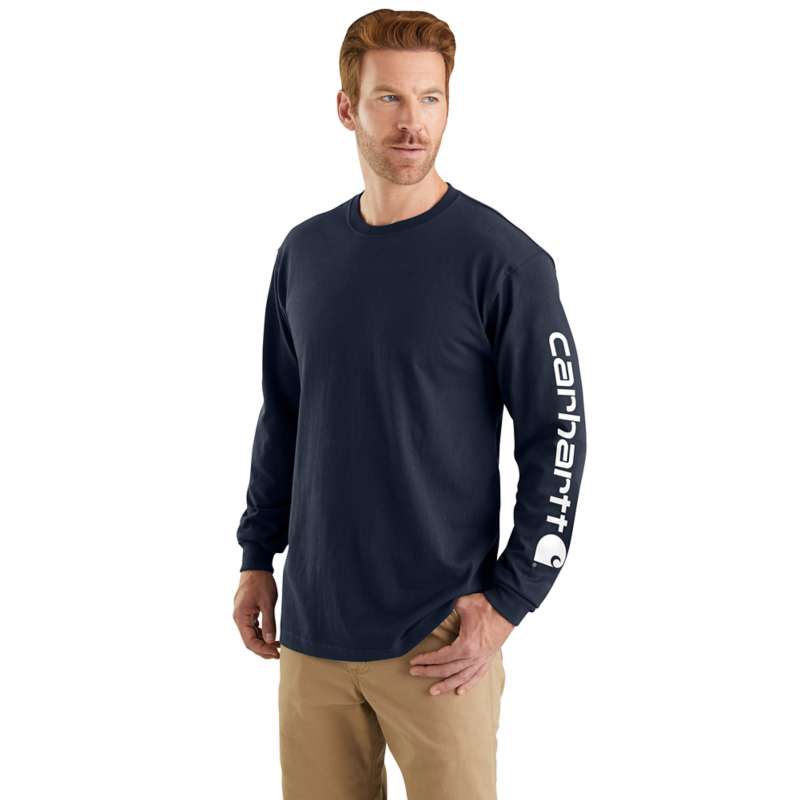 Carhartt Men's Workwear Long-Sleeve Graphic Logo T-Shirt - NAVY NVY
